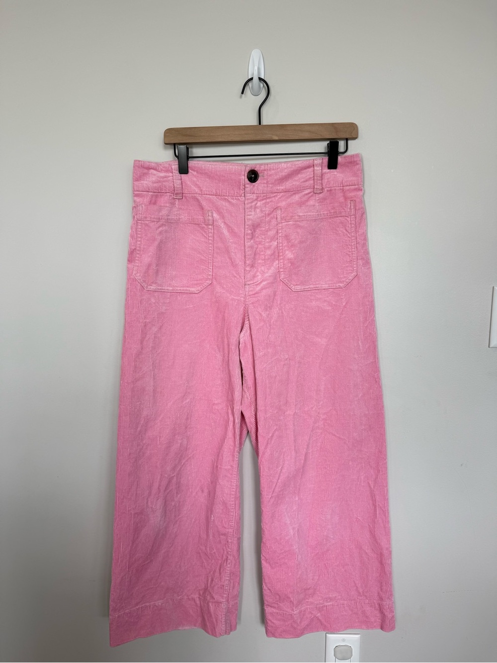 Maeve Anthropologie The Colette Pink Corduroy Wide Leg Pants Size 31